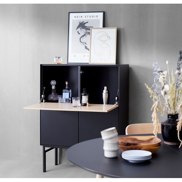 Черен шкаф за вино в дъб 91x111 cm Edge - Hammel Furniture-image-1