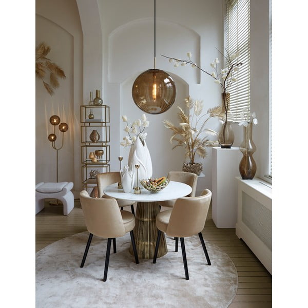 Кремава табуретка от плат букле Nafya – Light & Living-image-1