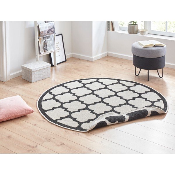 Черно-кремав килим за открито , ⌀ 200 cm Palermo - NORTHRUGS-image-1