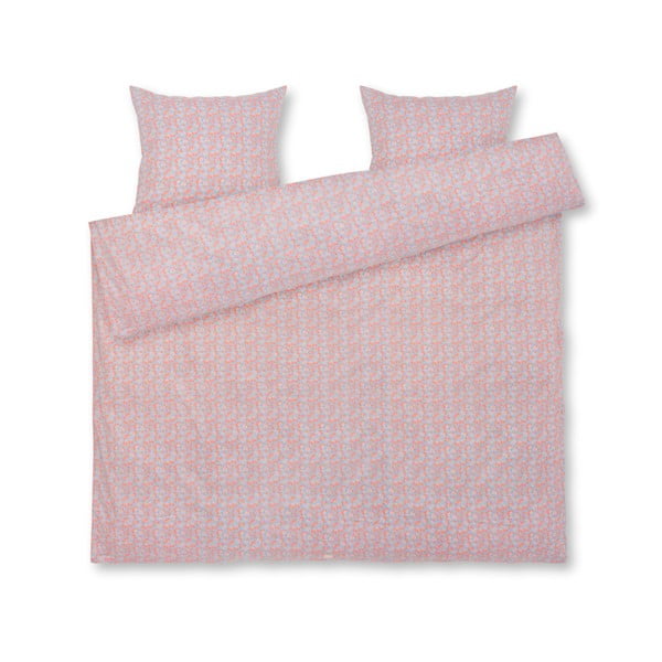 Светлосин/розов памучен сатенен чаршаф за двойно легло 200x220 cm Pleasantly - JUNA