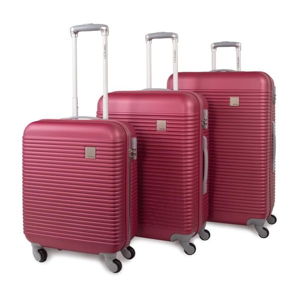 Sada tří sytě růžových cestovních kufrů Jaslen