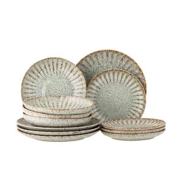 Глинен комплект за хранене 12 бр. Fleur – Bloomingville