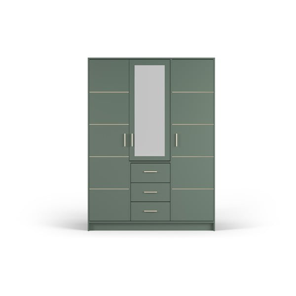 Зелен гардероб с огледало 147x200 cm Burren - Cosmopolitan Design