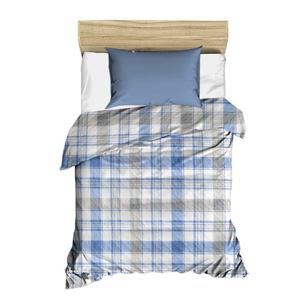 Синя ватирана покривка за легло Checkers, 160 x 230 cm - Kate Louise