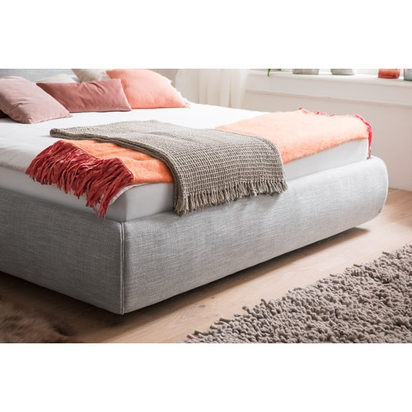 Сиво двойно легло 180x200 cm тапицирано с място за съхранение с включена подматрачна рамка Atesio – Meise Möbel-image-1