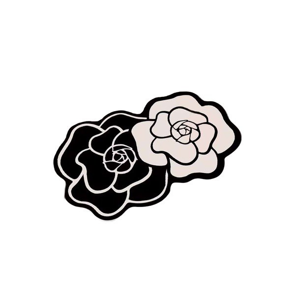 Черно-бял килим за баня 60x100 cm Bungari Rose – Foutastic