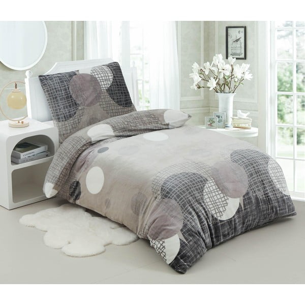 Сиво микроплюшено спално бельо за единично легло 140x200 cm Pompas - My House