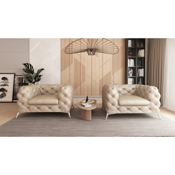 Бежово кадифено кресло Chelsea – Ropez-image-1