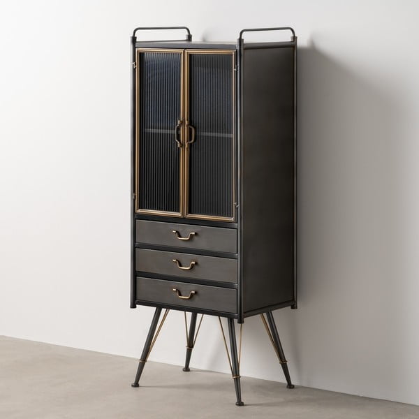 Черна метална витрина 58x150 cm Brick – Ixia-image-3