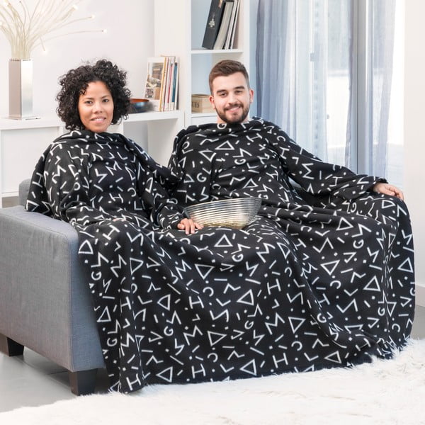 Черно двойно одеяло с ръкави Snug Symbols Twin - InnovaGoods