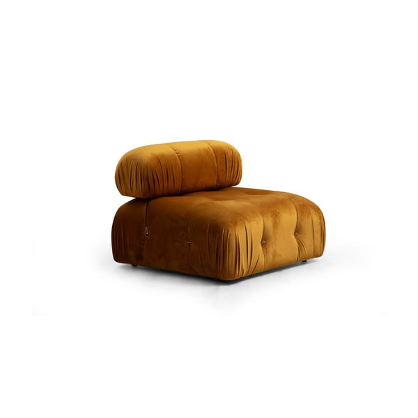 Кадифен модул за диван в цвят горчица (централна част) Bubble – Artie