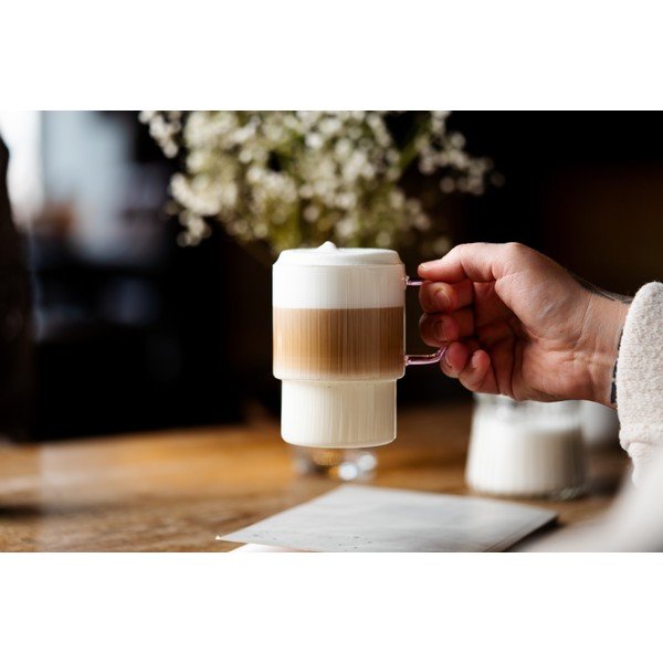 Розови стъклени чаши в комплект 2 бр. за капучино 350 ml Livio – Vialli Design-image-4
