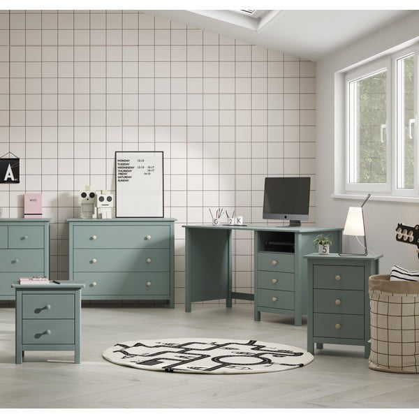 Детско нощно шкафче от борова дървесина в цвят бензин Max - Marckeric-image-1