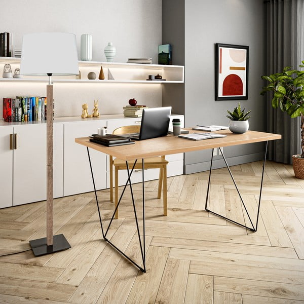 Работно бюро в декор от дъбово дърво с черни крака , 140 x 75 cm Flow - TemaHome-image-1