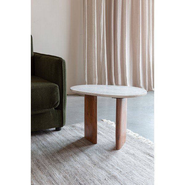 Странична масичка с мраморна плоча 37x56 cm Tanda – White Label-image-1