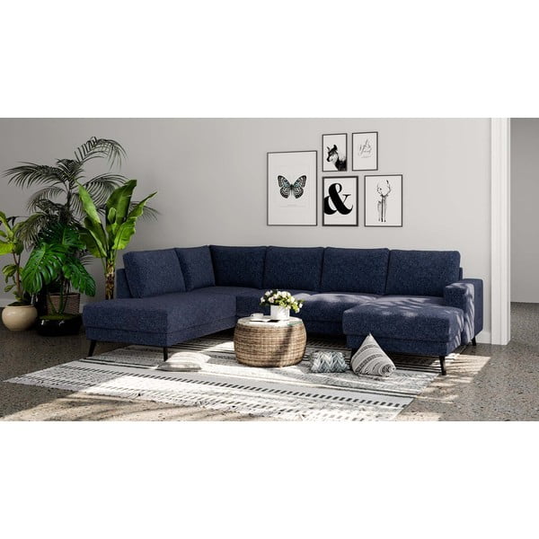 Тъмносин ъглов диван (ляв ъгъл) Fynn - Ghado-image-1