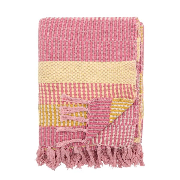Жълто/розово одеяло от рециклиран памук 130x160 cm Isnel – Bloomingville-image-4