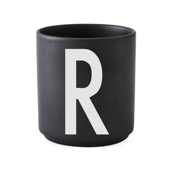 Черна порцеланова чаша Alphabet R, 250 ml A-Z - Design Letters