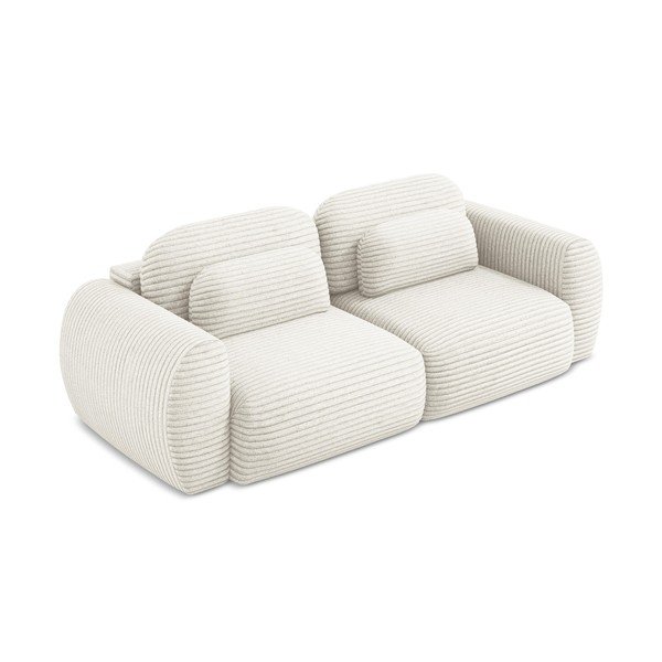 Бежов разтегателен диван с място за съхранение от рипсено кадифе 266 cm Kini – Makamii-image-2