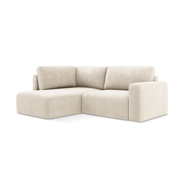 Кремав шенилов сгъваем/с място за съхранение ъглов диван (ляв ъгъл/L форма) Kona – Makamii-image-2