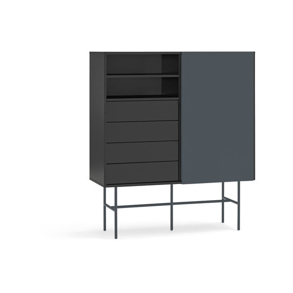 Висок скрин с плъзгащи се врати в черно и антрацит 120x140 cm Nube - Teulat-image-4