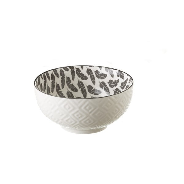 Šedo-bílá porcelánová miska Unimasa Plume,ø 14,9 cm