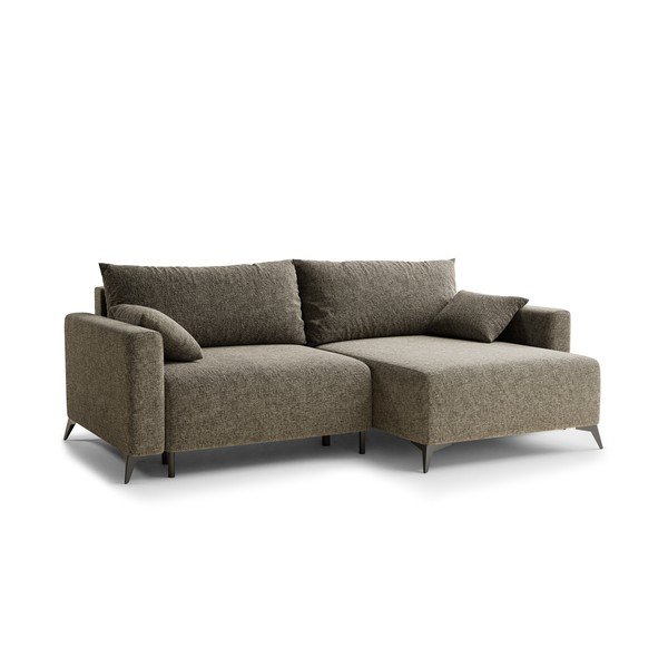 Кафяв шенилов сгъваем/с място за съхранение ъглов диван (десен ъгъл) Leon – Maison de Rêve