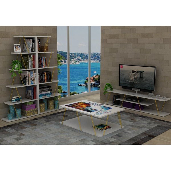 Бяла етажерка за книги с жълти детайли Rafevi Tars Mini - Unknown-image-4