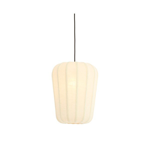 Бяло висящо осветително тяло с текстилен абажур ø 10 cm Bibury – Light & Living-image-1