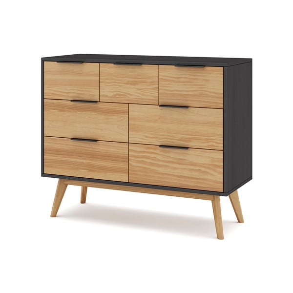 Нисък скрин от черен/естествен бор 120x83 cm Lavis - Marckeric-image-2