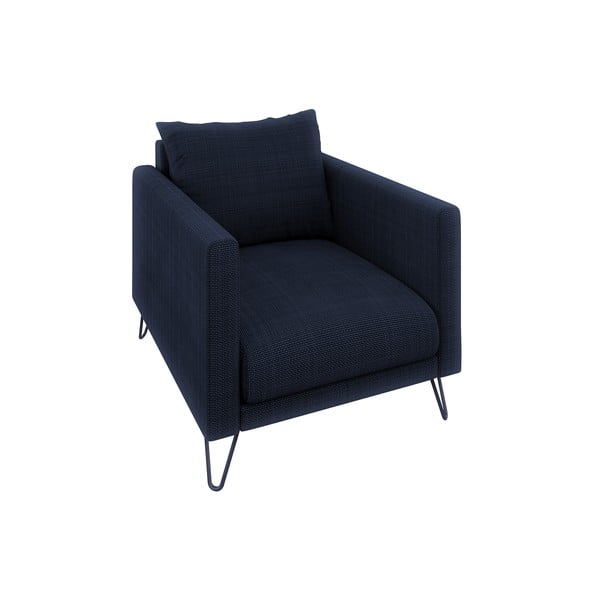 Тъмносиньо шенилово кресло Freya – Ropez