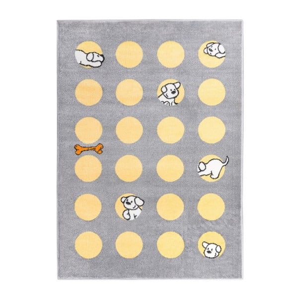 Жълто-сив килим Кученце, 160 x 230 cm - Mazzini Sofas