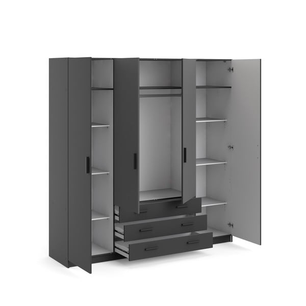 Тъмносив гардероб 196x200 cm Sprint – Tvilum-image-4