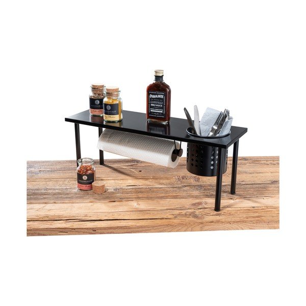 Черен кухненски рафт с държач за кухненски ролки Blanco Black Outdoor Kitchen Blanco - Wenko-image-4