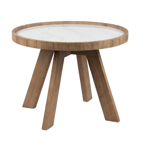 Dřevěný odkládací stolek s bílými detaily J-line Cer, 60 cm