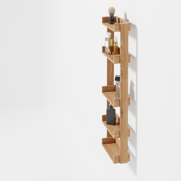 Стенен рафт за баня от дъбова дървесина Yoku - Wireworks-image-3