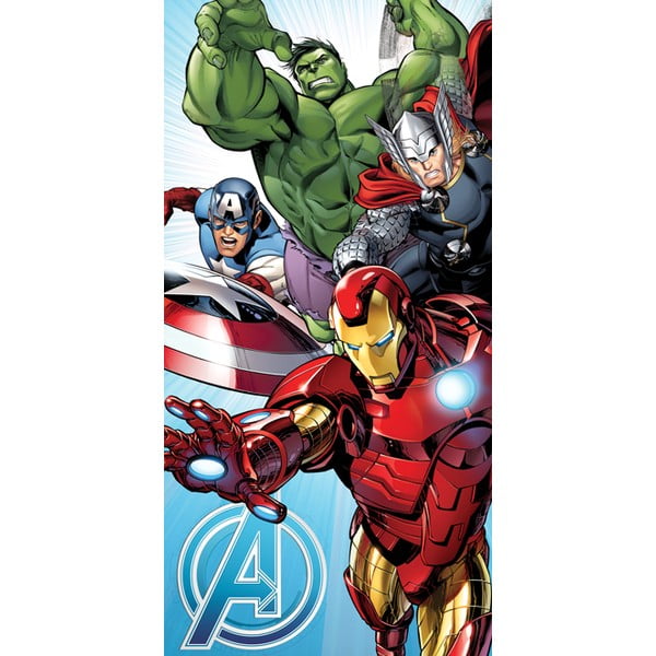 Памучна детска кърпа 70x140 cm Avengers "Light Blue" – Jerry Fabrics