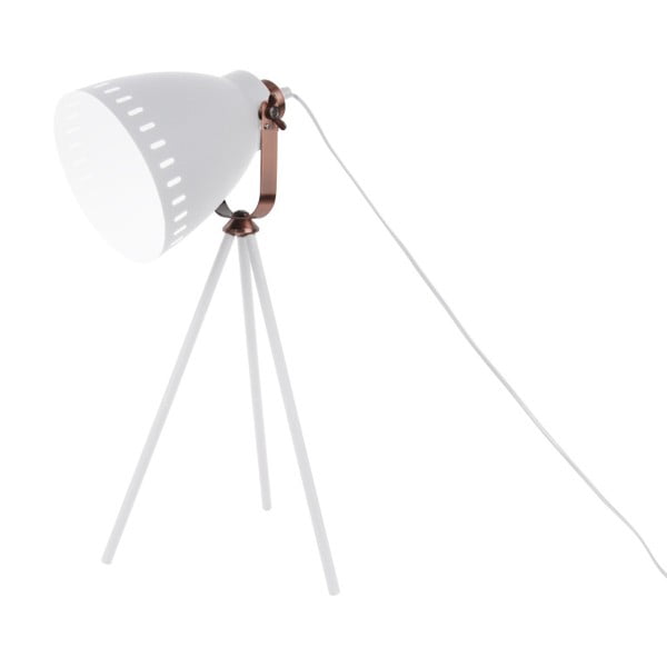 Bílá stolní lampa s detaily v měděné barvě Leitmotiv Mingle