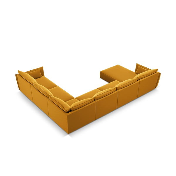 Кадифен ъглов диван в цвят горчица (десен ъгъл/U форма) Vanda – Mazzini Sofas-image-3