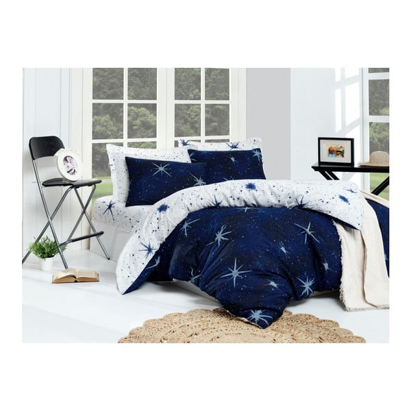 Чаршаф за двойно легло с памучна смес Megastar Dark Blue, 200 x 220 cm - Unknown