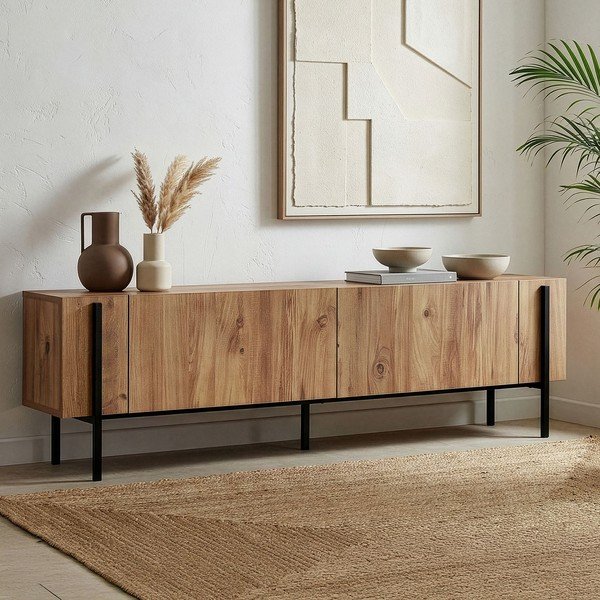 Маса за телевизор от декор от бор в естествен цвят 180x45x30 cm Nexus – Kalune Design-image-1