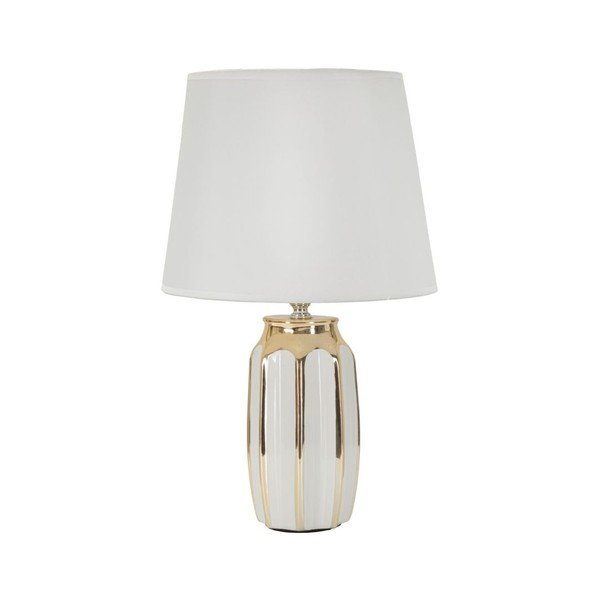 Бяла/ в златист цвят керамична настолна лампа с текстилен абажур (височина 40,5 cm) Cassy – Mauro Ferretti