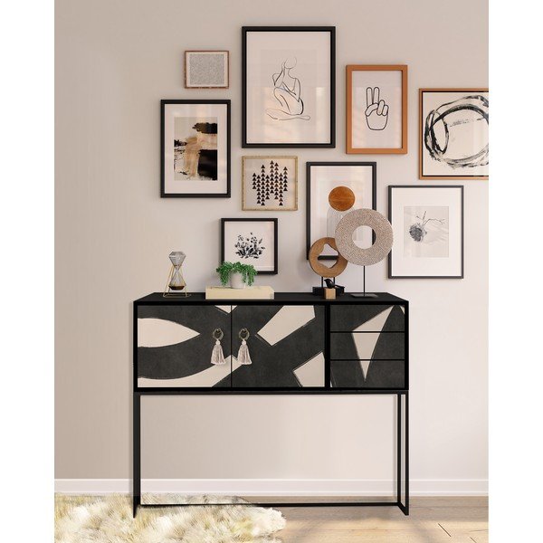 Нисък скрин в черно и бежово 113x92 cm Freya - Really Nice Things-image-1