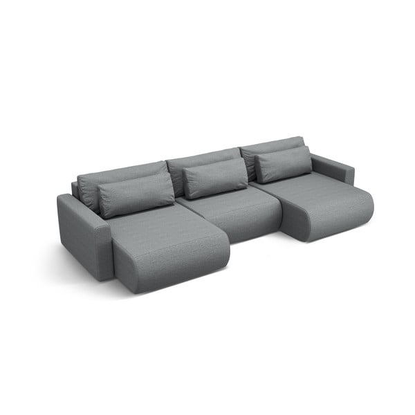 Сив разтегателен ъглов диван с място за съхранение (U форма) Belfast – Cosmopolitan Design-image-1