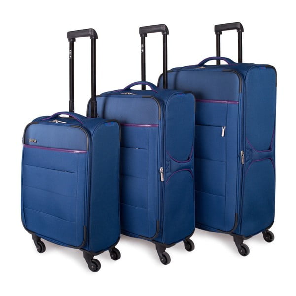 Sada 3 modrých cestovních kufrů na kolečkách Arsamar Davis