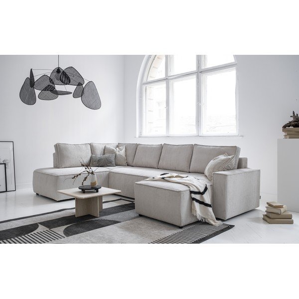 Бял разтегателен ъглов диван от рипсено кадифе (ляв ъгъл/"U" форма) Brave Dave – Miuform-image-2