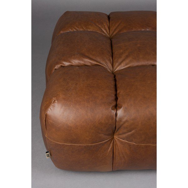 Кафява кожена модулна табуретка Hackman – Dutchbone-image-4