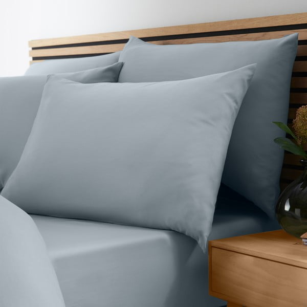 Синьо-сив еластичен чаршаф от микрофибър 185x200 cm So Soft Easy Iron – Catherine Lansfield-image-1