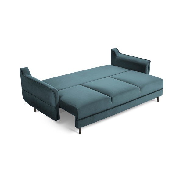 Разтегателен диван от кадифе в бензиново синьо Basso - Kooko Home-image-2