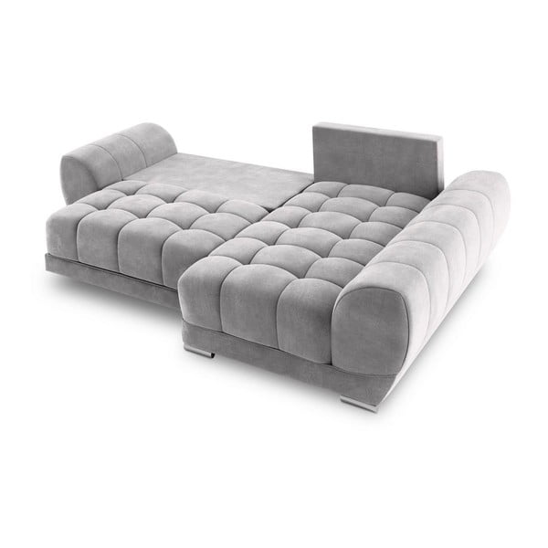 Светлосив ъглов диван с кадифена тапицерия , десен ъгъл Nuage - Windsor & Co Sofas-image-4